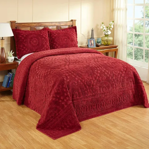 Vista 10 de Better Trends 1 colcha de chenilla tamaño matrimonial/doble, ropa de cama de chenilla 100% algodón, patrón de medallón ligero, decoración