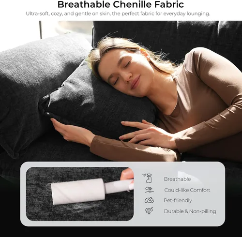 Vista 4 de ELUCHANG Sofá nube modular en forma de L de 116 pulgadas con almohada, sofá de asiento profundo para sala de estar, sofá moderno de 4 asientos