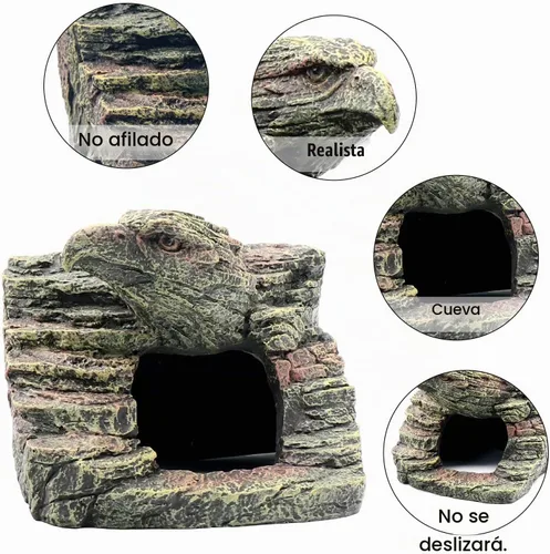 Vista 2 de Plataforma para tomar el sol de reptiles, escondite de cuevas de Gecko, cueva de serpiente y pieles para reptiles, anfibios y animales pequeños