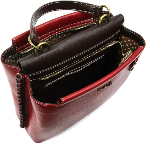 Vista 6 de CHALA Charming Satchel con correa ajustable - Borgoña