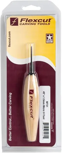 Vista 2 de Flexcut Herramienta de tallado de madera Micro V-Tool 45 grados 0.059 in Cuchilla de corte de acero de alto carbono 1095 afilada para trabajos
