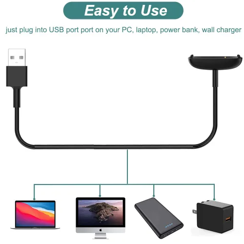 Vista 6 de Kissmart Inspire 3 Charger, cable de carga USB de repuesto para Fitbit Inspire 3 (1 pie/11.8 in)