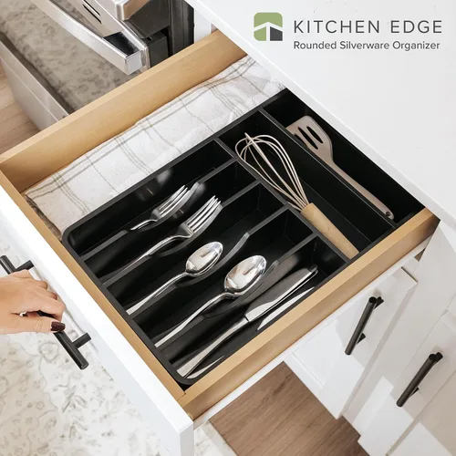 Vista 2 de Organizador de cubiertos KitchenEdge - Organizador para cubertería, cubiertos, y utensilios para cajones de cocina, ancho fijo de 10.5”, 7