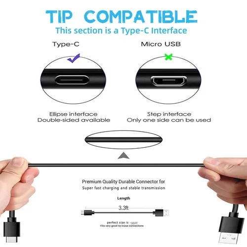 Vista 4 de Cable de carga de 3.3 pies compatible con LG K10 K4 K7 K8 Leon Lucid Mach Nexus 4 5 5X
