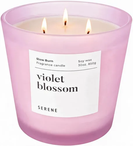 Vista 12 de Hidden Label Serene Collection - Vela perfumada grande, madera ámbar y jazmín, vela enorme de 30 onzas con 3 mechas, velas de soja natural