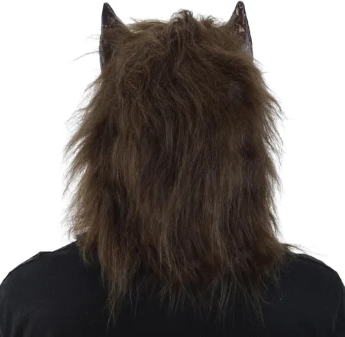 Vista 3 de FREE BEAUTY Máscara de lobo de Halloween, fiesta de cosplay, disfraz de hombre lobo, máscara de hombre lobo, máscara de látex aterrador, máscara