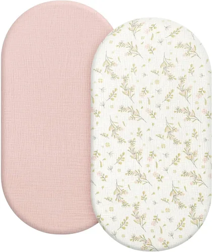 Vista 13 de Sábanas orgánicas para cuna de bebé de 33 x 17 pulgadas, 100% algodón de muselina para bebé, niña, niño, funda de colchón ajustable suave compatible