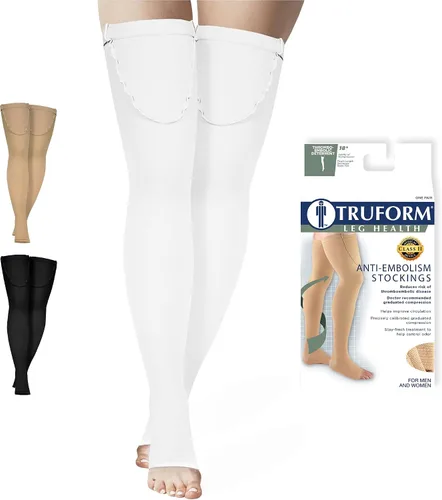 Vista 10 de Truform Medias Antiembólicas, Estilo Hospitalario de Recuperación Poscirugía hasta el Muslo, Compresión de 18 mmHg para Hombres y Mujeres, Medias
