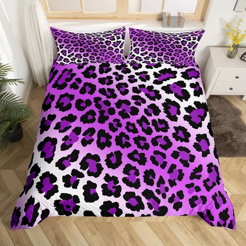 Vista 16 de Feelyou Juego de ropa de cama con estampado de leopardo para niños, tamaño individual, funda de edredón de guepardo safari, funda de edredón de piel