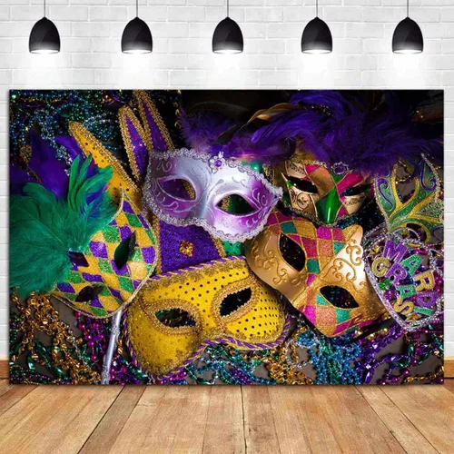 Vista 4 de Máscara de cuentas de color morado dorado con purpurina, fondo de fotografía de carnaval, fiesta, baile, fiesta de cumpleaños, cabinas de fotos