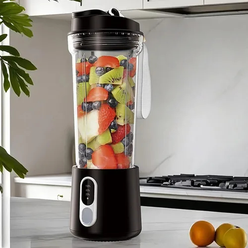 Vista 2 de Portable Blending Machine 300W Blending for Shakes Rechargeable 500ml Juicer Cup for Kitchen Portable Juicer Cup Black