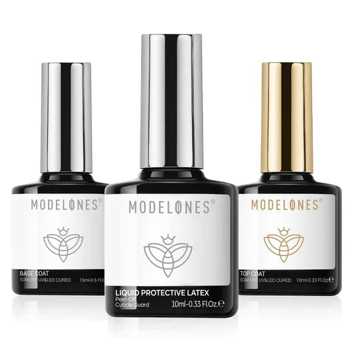 Vista 8 de modelones Gel Top Base Coat Set No Wipe Glossy Matte Finish 3PCS A-transparente-3