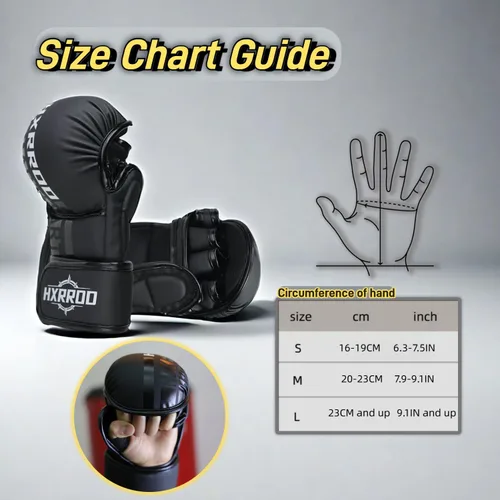 Vista 5 de Guantes MMA Sparring Grappling, guantes de kickboxing, guantes híbridos de palma abierta para artes marciales, peso ligero para artes marciales