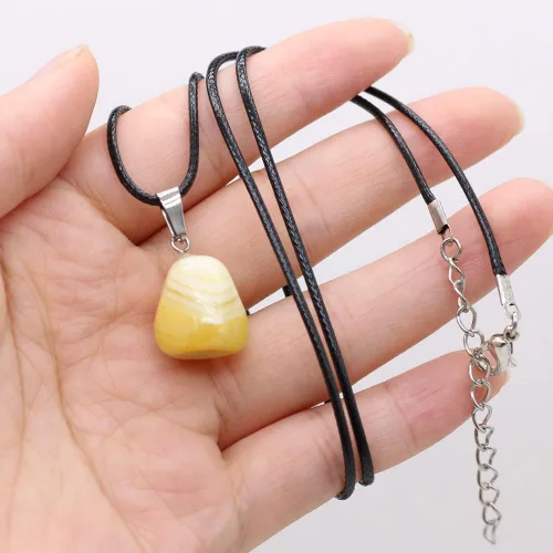 Vista 8 de QSLLER 10 piezas de piedra natural colgante de ágata colorida piedras preciosas collar joyería con cordones de cuero sintético de 18 pulgadas