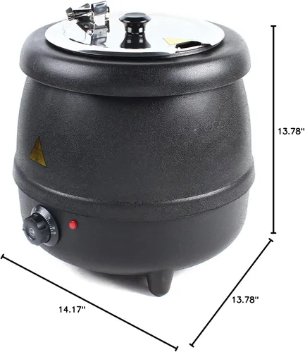 Vista 10 de Calentador de sopa eléctrico comercial de 110 V 400 W con tapa y olla desmontable de acero inoxidable para restaurante y familia grande