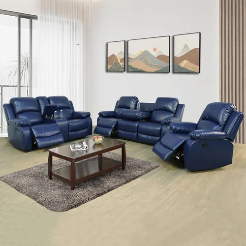 Vista 37 de Juego de muebles de sala de estar, juego de sofá reclinable de cuero, sofá reclinable y sofá biplaza, juego de sofá de cuero beige, juego de muebles