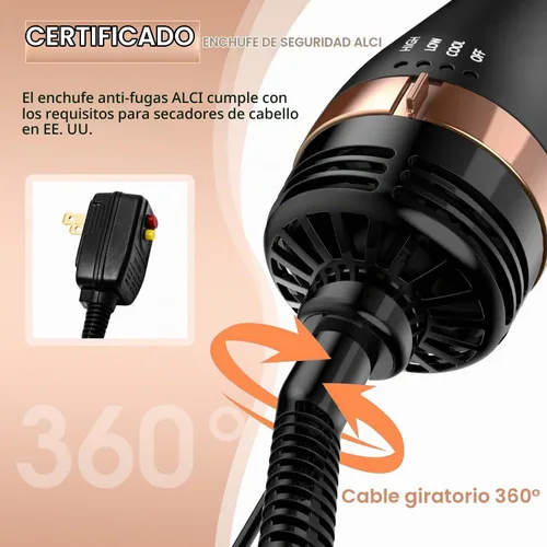 Vista 7 de Nicebay Cepillo secador de pelo y cepillo secador multiestilizador Negro y dorado