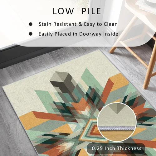 Vista 6 de Aztec Runner Rug 2x6 - Hallway Runner Rug Southwest Native American Rustic Boho Ethnic Retro Pattern, Non Slip, Washable, Aztec Home Decor Carpet