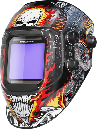 Vista 19 de ARCCAPTAIN - Casco de soldadura, pantalla grande de 3.94 x 3.66 pulgadas a color real, oscurecimiento automático, solar, 4 sensores de arco, rango