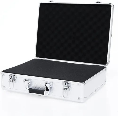 Vista 5 de maleta rígida de aluminio de 14" con inserto de espuma personalizable DIY (interior de 13 x 9 x 4")