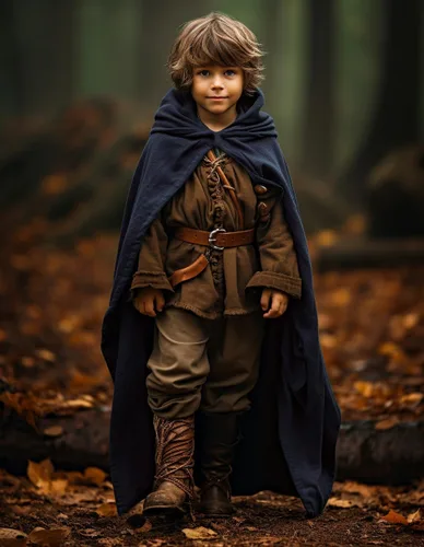 Vista 3 de HOMELEX Disfraz renacentista para niños Capa medieval con capucha para Halloween, guardabosques, mago, elfo, bata con capucha