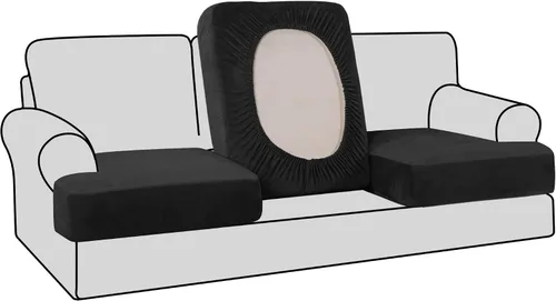 Vista 59 de H.VERSAILTEX Fundas de terciopelo elástico para silla con cojín en forma de T para sala de estar, funda de sofá, funda de asiento con cojín