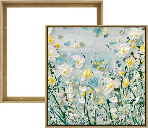 Vista 37 de Marco flotante para pintura en lienzo de 5 x 7 pulgadas con 0.6 a 0.8" de profundidad, paquete de 3 marcos flotantes para impresiones en lienzo