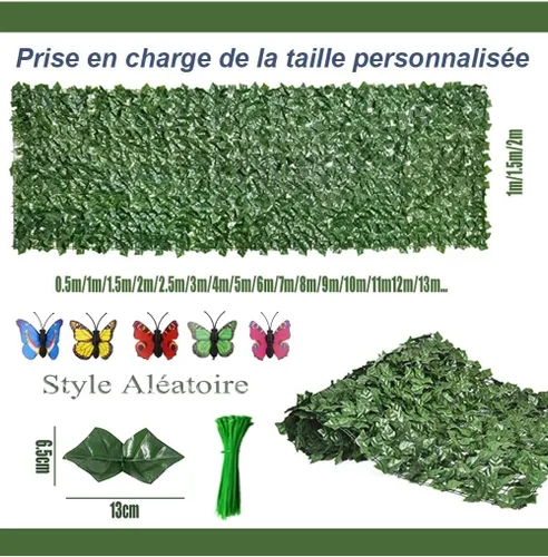 Vista 2 de Pantalla de valla de privacidad de hiedra artificial, mamparas decorativas para fiestas, revestimiento de pared de jardín, hojas artificiales