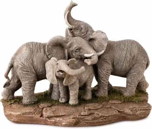 Vista 11 de Comfy Hour - Estatua decorativa de elefante africano extra grande de 15.55 pulgadas, escultura realista de resina de vida silvestre de safari