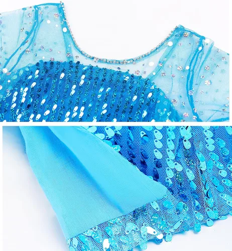 Vista 4 de Esvaiy Disfraz de princesa Elsa para niñas, de lujo, lentejuelas, Halloween, fiesta de cumpleaños, vestido para niños 3t 4t 5t 6t 7t 8t