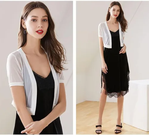 Vista 3 de Malarocoby Chaqueta de gasa para mujer chal de vestir tipo bolero