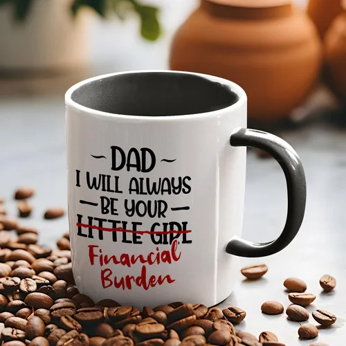 Vista 5 de Veracco Taza de café de cerámica con texto en inglés "Dad I will Always Be Your Little Girl" Financial Burden Financial Burden, taza para el mejor