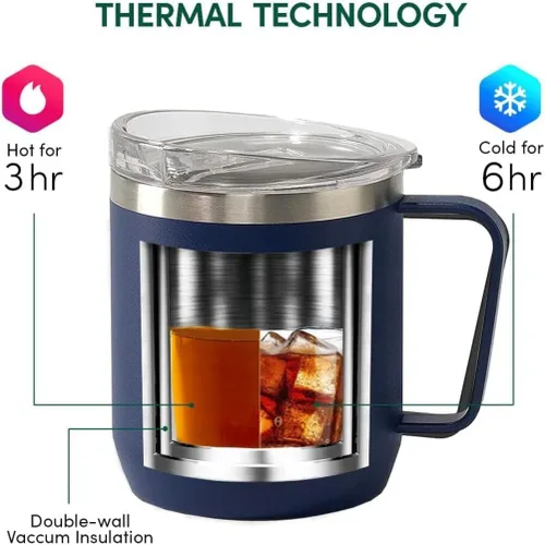 Vista 9 de VAHDAM Taza Boyfriend de 10.1 fl oz Taza de viaje aislada al vacío de acero inoxidable azul real Regalo del día de San Valentín para él Taza