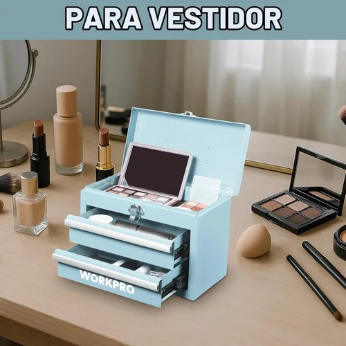Vista 7 de WORKPRO Mini caja de herramientas de metal portátil con 2 cajones