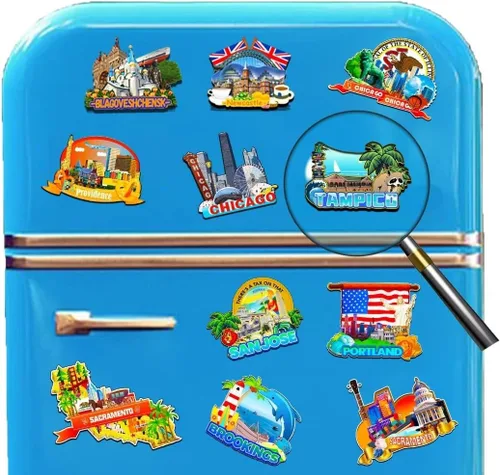 Vista 4 de Tampico - Imán de México para nevera, de madera, 3D, monumentos, viajes, coleccionables, recuerdos, decoración hecha a mano -2333
