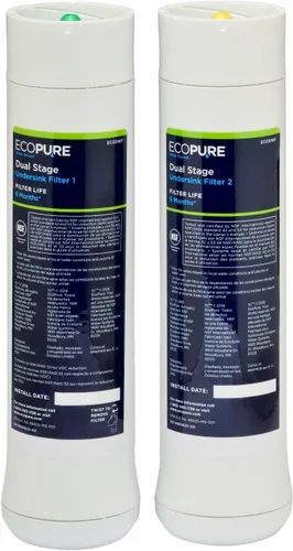 Vista 10 de EcoPure ECOP20 Sistema de filtro de agua para debajo del fregadero de 2 etapas - Certificado NSF para reducir 58 contaminantes - Agua potable limpia
