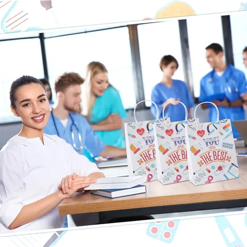 Vista 3 de Zonon 24 bolsas de regalo para enfermeras grandes a granel, bolsas de agradecimiento para enfermeras de 10.6 x 8.3 x 4.3 pulgadas para RN CNA LPN