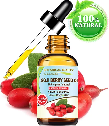 Vista 3 de GOJI - Aceite de semilla de bayas Lycium Barbarum Himalaya, 100% puro, natural, virgen, sin refinar, aceite portador prensado en frío, 0.5 onzas