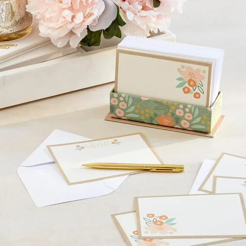 Vista 2 de Hallmark Tarjetas en blanco con sobres y soporte, paquete de 50 (flores)