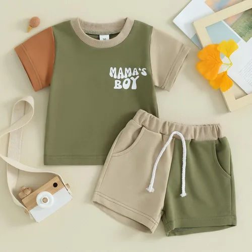 Vista 2 de Twopumpkin Verano Niño Niño Ropa de Bebé Camisetas de Manga Corta Top Y Pantalones Cortos Infantil Traje Neutral 6 9 12 18 24 Meses 2t