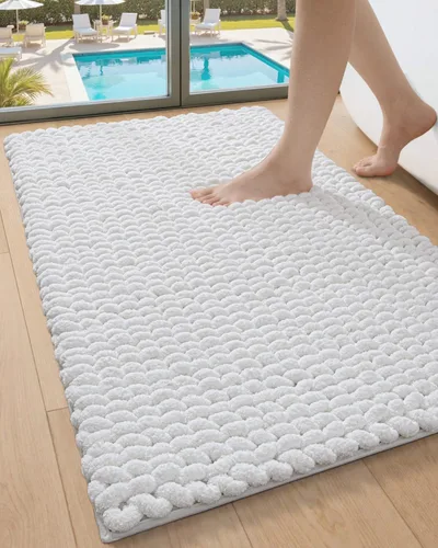 Vista 12 de DEXI Alfombrillas de baño para el baño 16x24, alfombra de baño antideslizante lavable, alfombrilla de baño de chenilla gruesa y suave absorbente