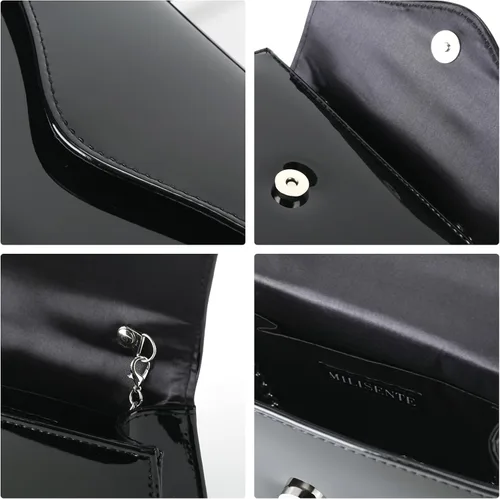 Vista 8 de Milisente Bolso de noche para mujer, bolso de mano para fiesta nupcial, bolsos de cóctel y baile de graduación con charol