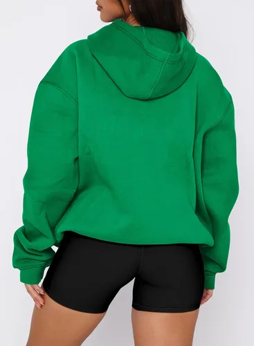 Vista 68 de onlypuff Sudadera casual con capucha para mujer, de manga larga, con bolsillo de canguro, hombro caído