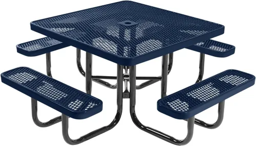 Vista 54 de COATEDOUTDOORFURNITURE Mesa de picnic cuadrada de 46 pulgadas, expandida, color negro