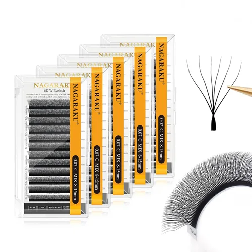 Vista 67 de NAGARAKU Extensiones de pestañas prefabricadas en abanico 3D W 0.05 C 0.315 0.05-C 3D W
