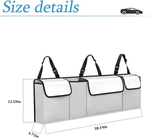 Vista 2 de AUCELI Organizador de Maletero para Auto, Organizador Colgante Grande para Asiento Trasero con Correas Ajustables, Bolsa de Carga Plegable