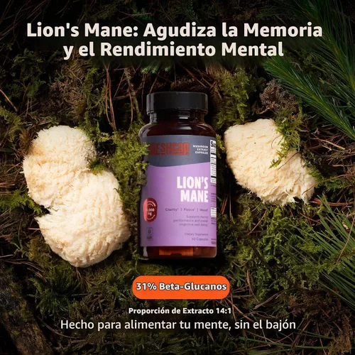 Vista 2 de Freshcap Lions - Suplemento de hongos melena - Apoyo cognitivo, 60 cápsulas
