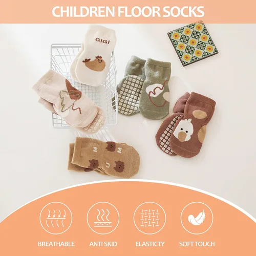 Vista 3 de TRUEHAN 5 pares de calcetines antideslizantes con puños para bebés, para niños y niñas