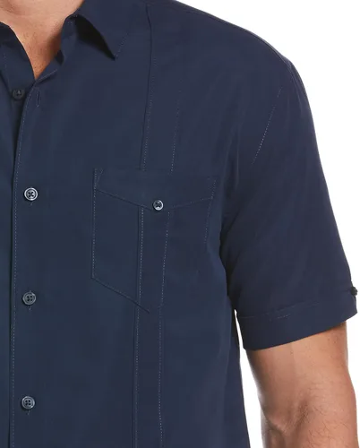 Vista 3 de Cubavera Mens Two-Pocket Double Pintuck Short Sleeve Button-Down Shirt
