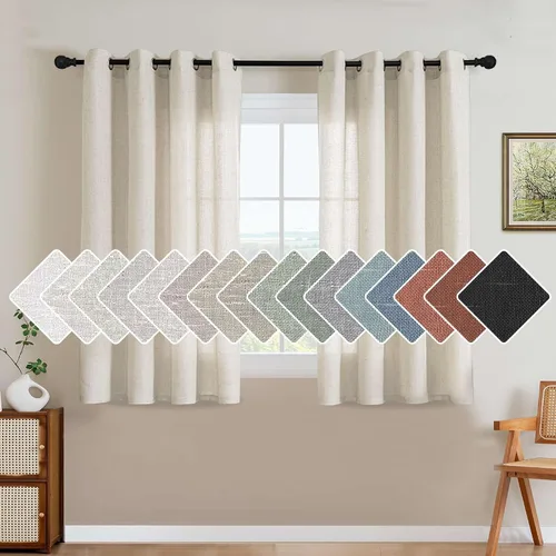 Vista 81 de H.VERSAILTEX Elegant - Cortinas texturizadas de lino natural mezclado con eficiencia energética, filtrado de luz, con ojales de níquel